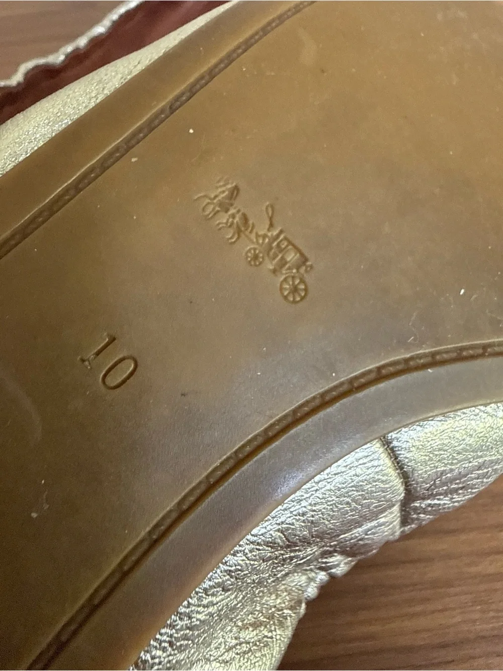 Coach Stanton Metallic Gold Ballet Flats, size 10